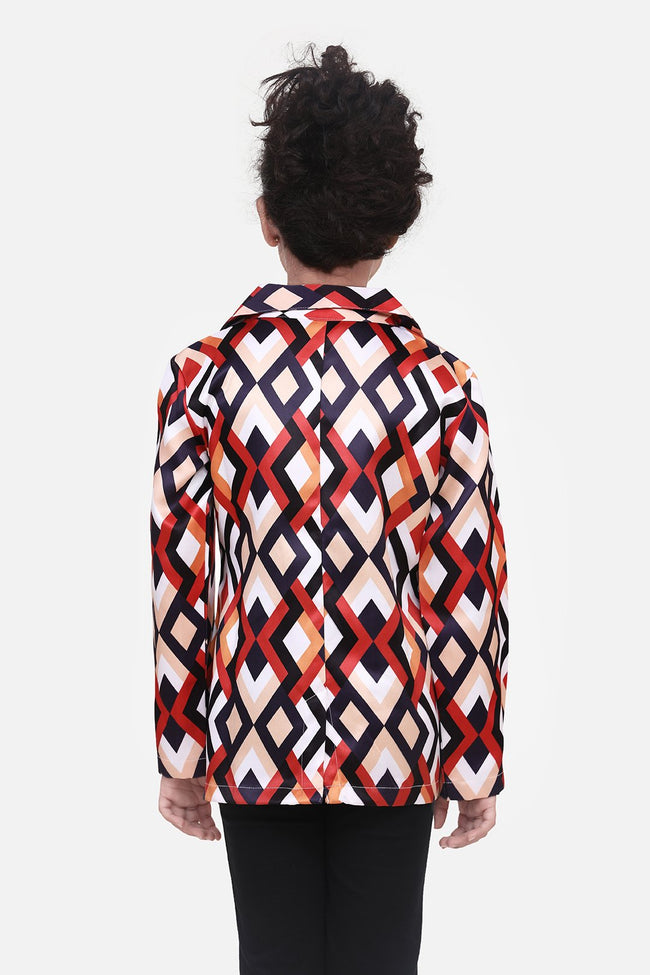 Multi Colour Geometric Digital Print Blazer