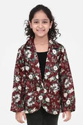 Wine Floral Elegant Digital Print Blazer