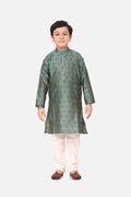 Lilpicks Green Jacquard Kurta Pajama Set