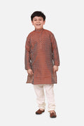 Lilpicks Rust Jacquard Kurta Pajama Set
