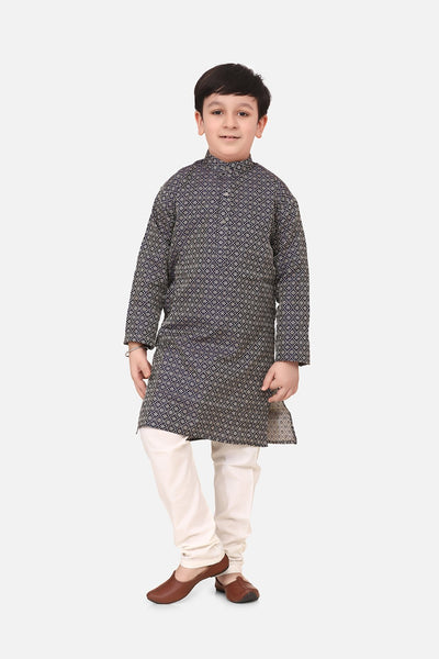 Lilpicks Blue Jacquard Kurta Pajama Set
