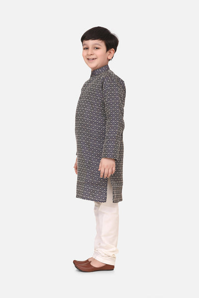 Lilpicks Blue Jacquard Kurta Pajama Set