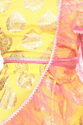 Lilpicks Bright Yellow Motif Ruffle Lehenga Set 