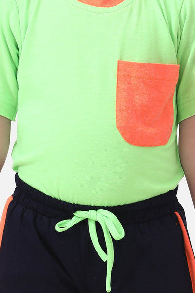Neon Green Tshirt with Short Lounge Set