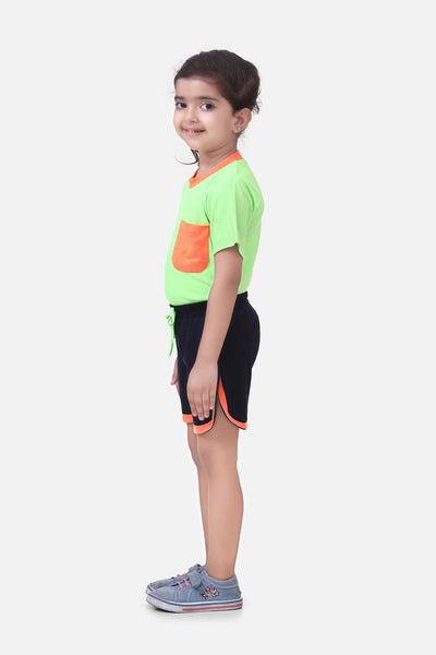 Neon Green Tshirt with Short Lounge Set