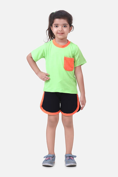 Neon Green Tshirt with Short Lounge Set