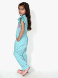Unicorn Embrodiery Sky Blue Full Jumpsuit