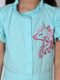 Unicorn Embrodiery Sky Blue Full Jumpsuit