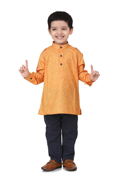 Lilpicks Yellow textured Short Kurta