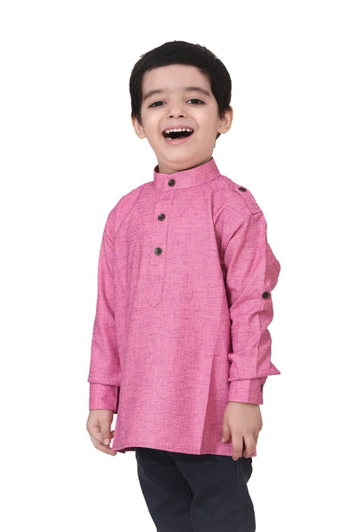 Lilpicks Pink Textured Short Kurta