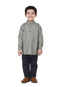 Lilpicks Green Textured Short Kurta