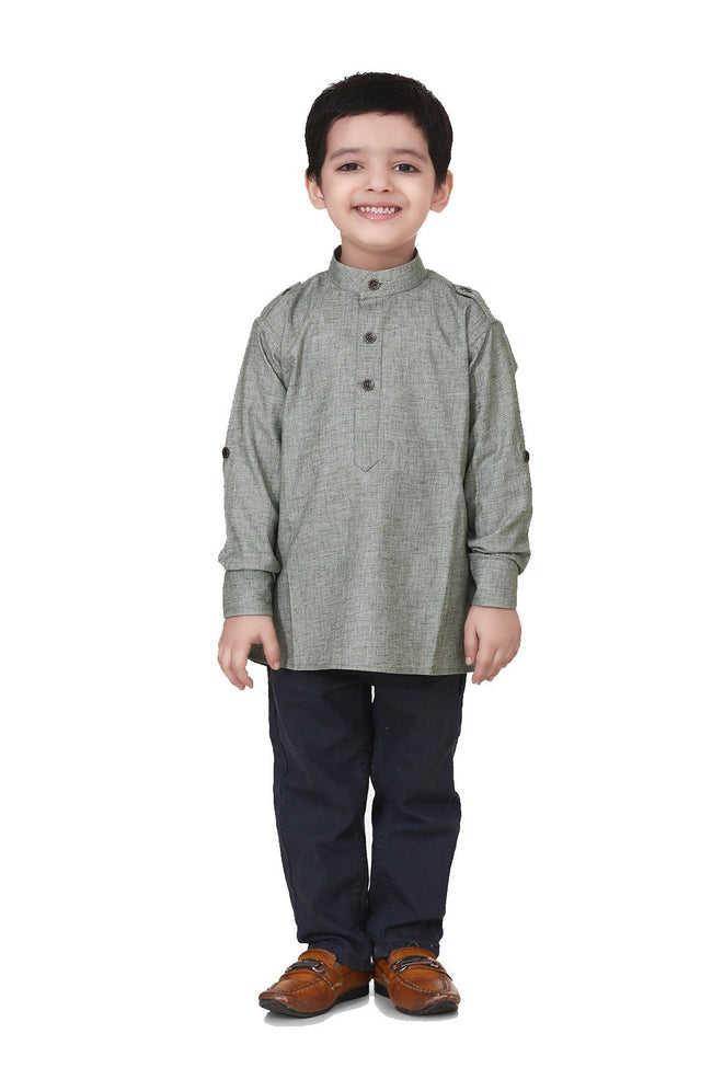 Lilpicks Green Textured Short Kurta