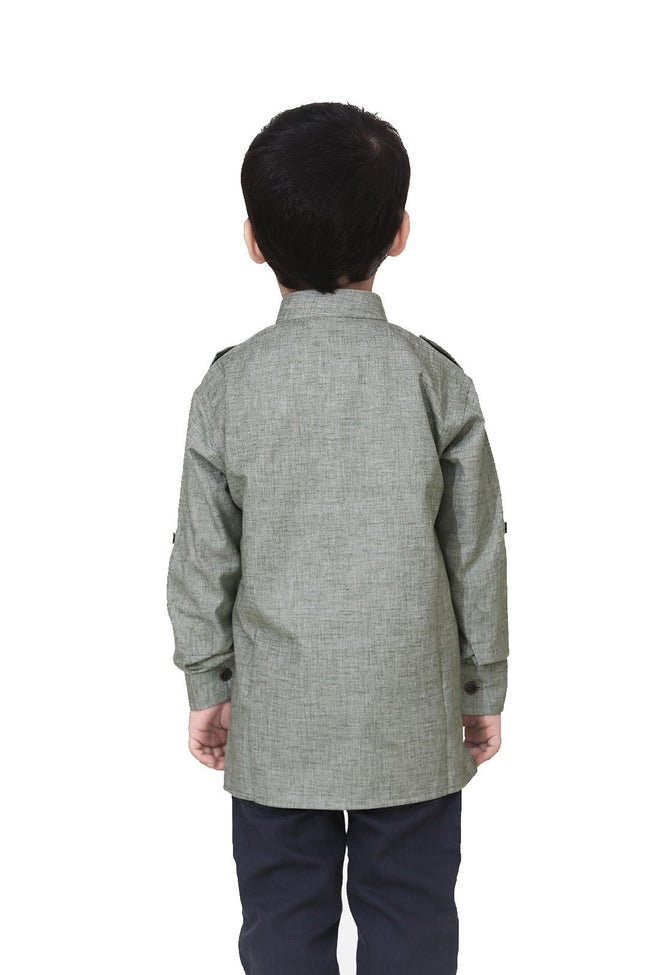 Lilpicks Green Textured Short Kurta