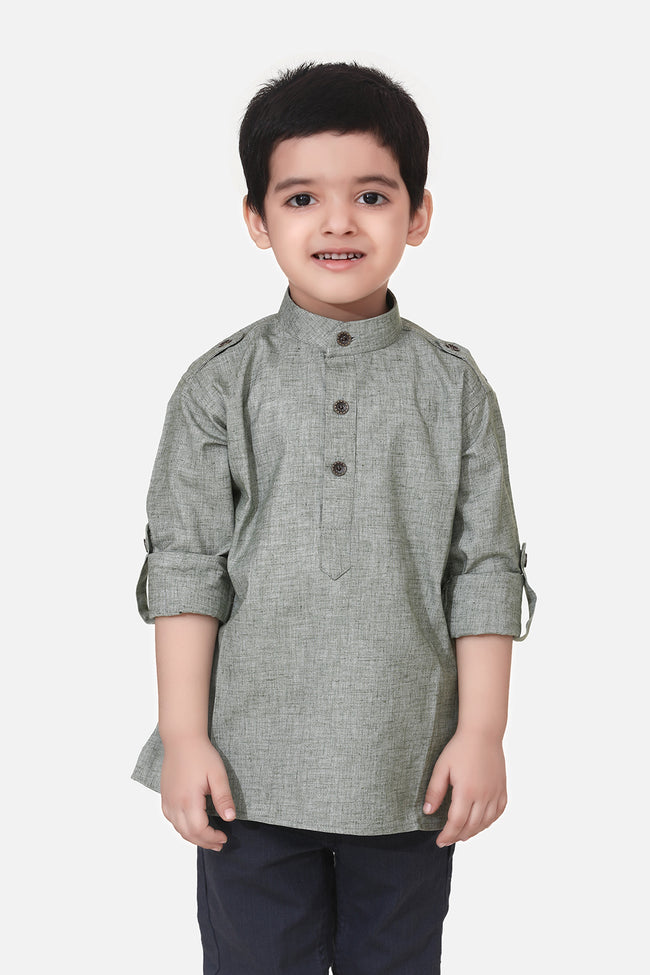 Green Textured Short Kurta