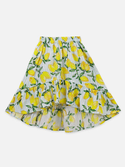 Denim Strappy Top with Low-High Skirt Set