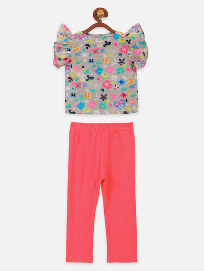 Floral two tops with Neon Green Shorts and Neon Pink Legging
