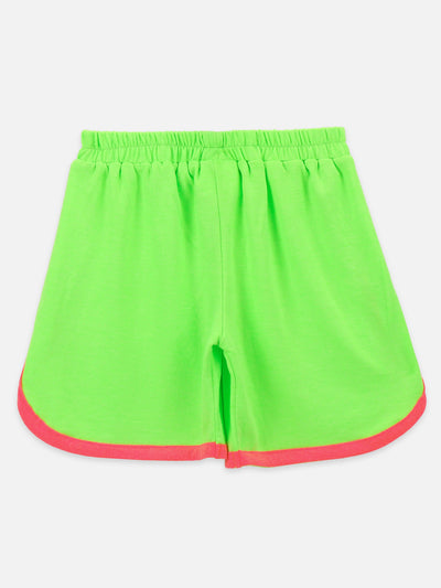 Floral two tops with Neon Green Shorts and Neon Pink Legging