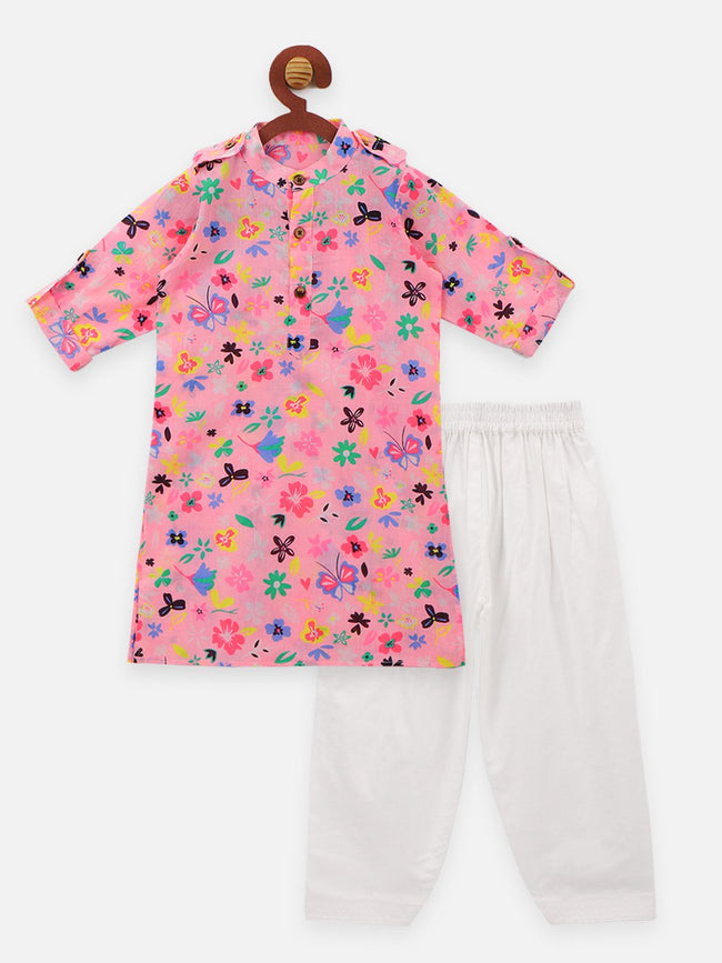 Lilpicks pink colour flora print kurta salwar