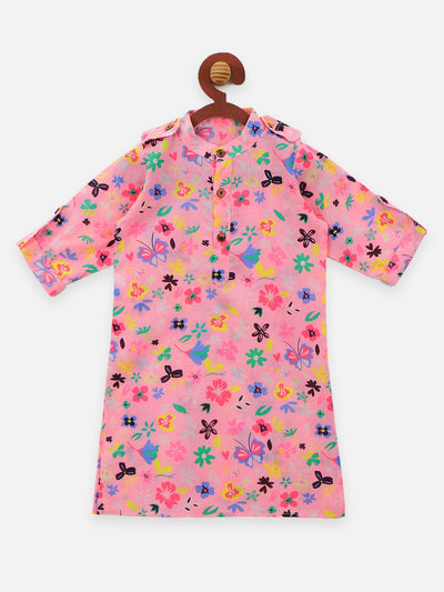 Lilpicks pink colour flora print kurta salwar