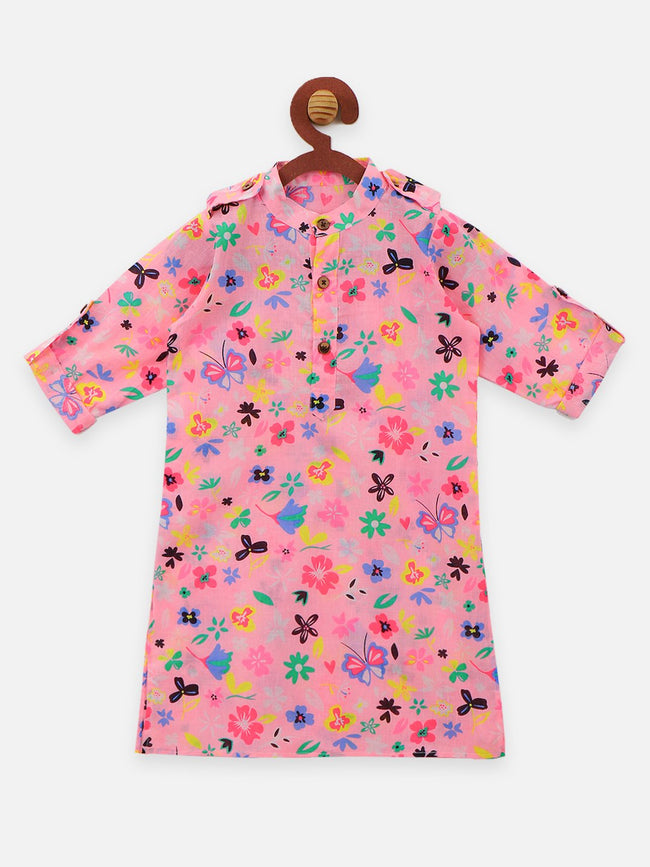 Lilpicks pink colour flora print kurta salwar