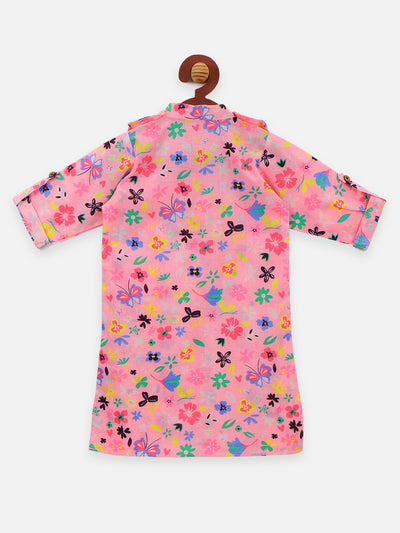 Lilpicks pink colour flora print kurta salwar