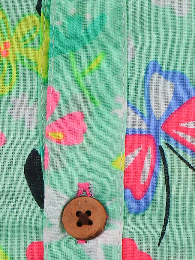 Lilpicks Green colour flora print kurta salwar