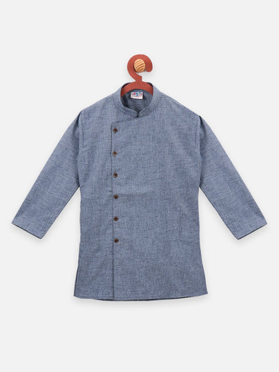 Lilpicks Angrakha Style Grey Full sleeve kurta pajama set