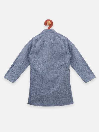 Lilpicks Angrakha Style Grey Full sleeve kurta pajama set