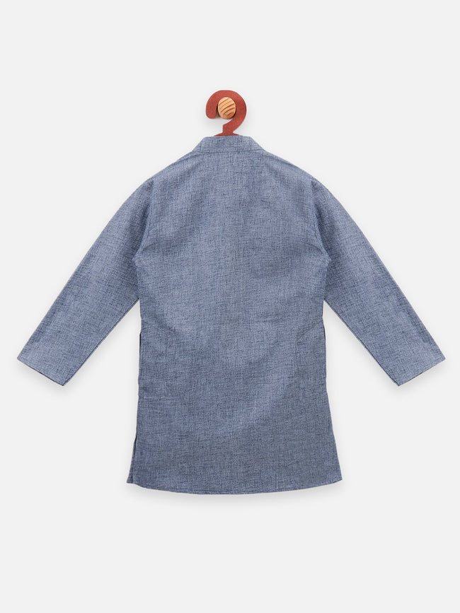 Lilpicks Angrakha Style Grey Full sleeve kurta pajama set