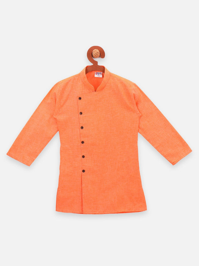 Lilpicks Angrakha Style Orange Full sleeve kurta pajama set