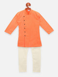 Lilpicks Angrakha Style Orange Full sleeve kurta pajama set