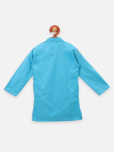 Lilpicks Angrakha Style Blue Full sleeve kurta pajama set