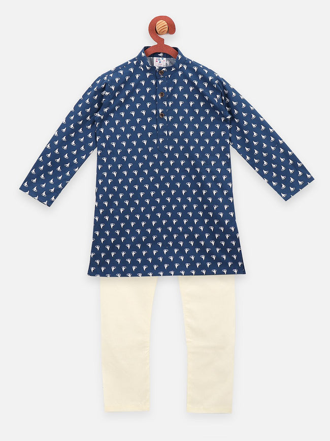 Lilpicks Boat Print kurta Pajama set