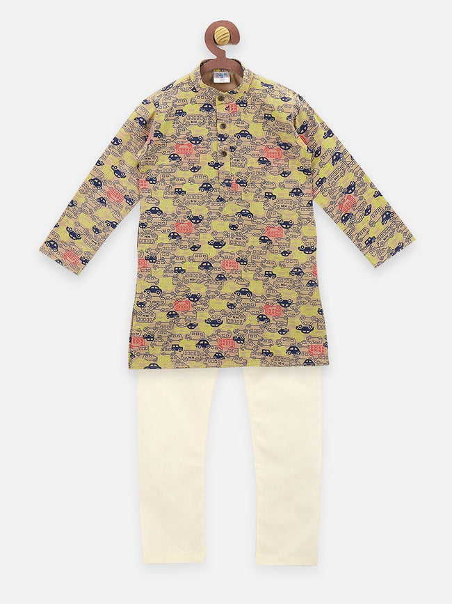 Lilpicks Car Print full sleeve kurta Pajama set