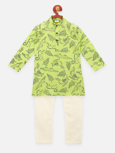 Lilpicks Dinosaur Print full sleeve kurta Pajama set