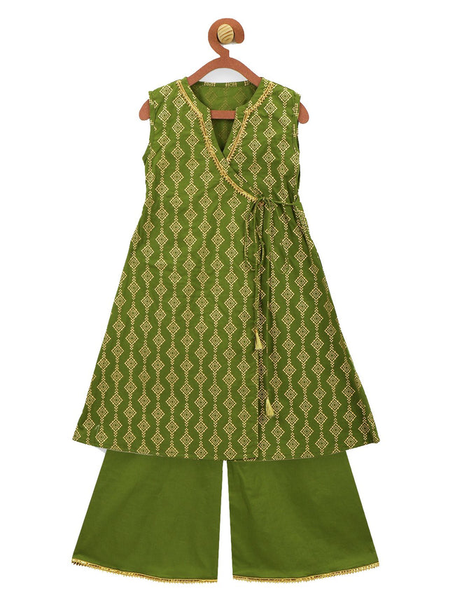Lilpicks Angrakha Style sleeveless kurta with palazzo set