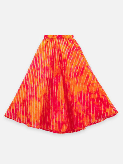 Lilpicks strappy embroidery choli pom pom with lehenga style skirt set