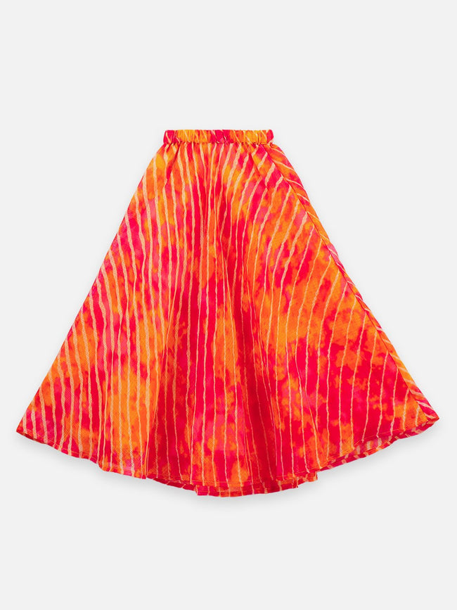 Lilpicks strappy embroidery choli pom pom with lehenga style skirt set