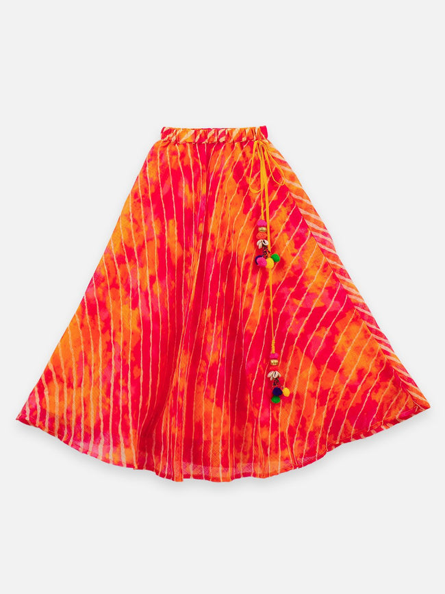 Lilpicks Designer Bell Sleeves yellow Choli with lehenga Skrit Set