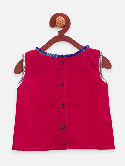 Lilpicks Geometrical Embrodiery sleeve less choli  with lehenga set