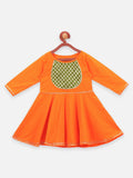 Lilpicks Orange Gota Peplum Kurta with Flared Sharara Set