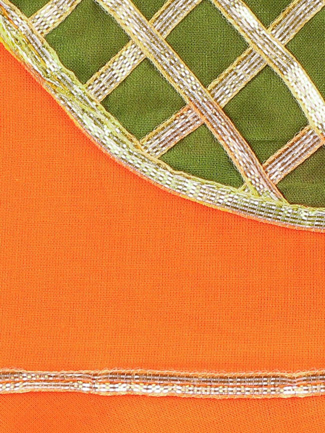 Lilpicks Orange Gota Peplum Kurta with Flared Sharara Set