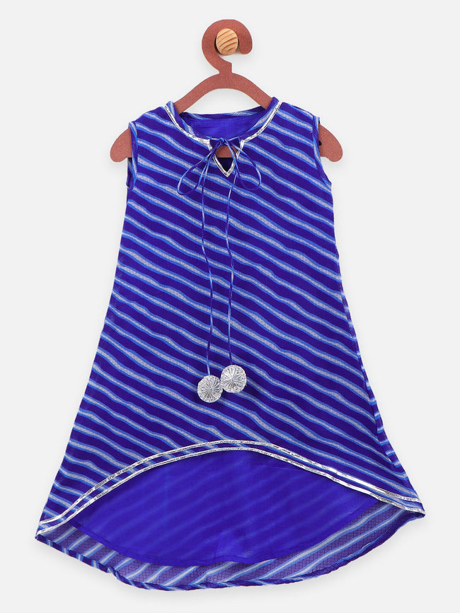 Lilpicks Foil Asymmertical Kurta with Printed Flared Pant Set