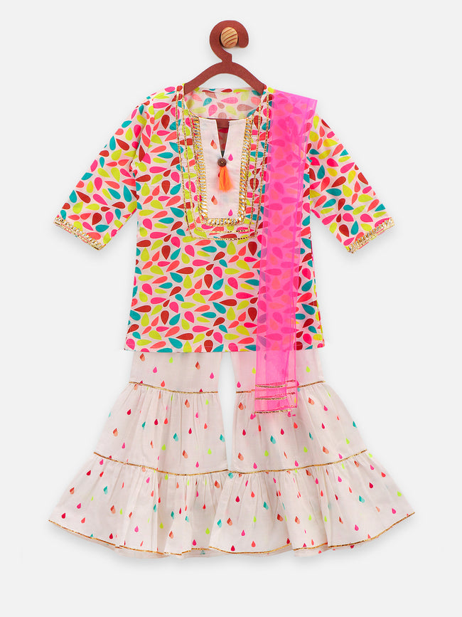 2 Droplet printed Gota kurti with sharara set