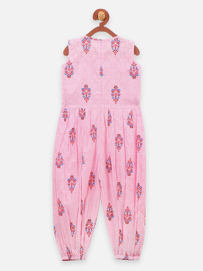 Lilpicks Ethnic style Pink Printed Dhoti jumpsuit