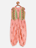 Lilpicks Ethnic style Peach Printed Dhoti jumpsuit