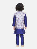 Blue Kurta Churidar with Quirky Digital Print Nehru Jacket