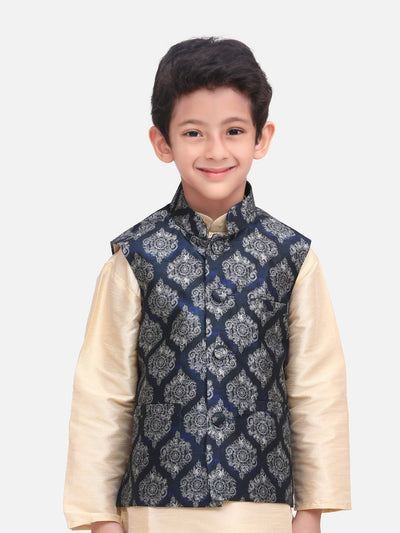 Blue Motif Digital Print Nehru Jacket