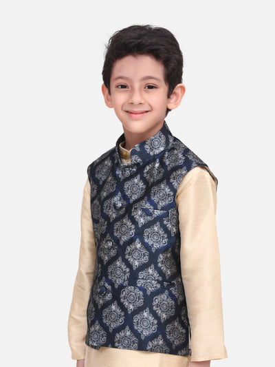 Blue Motif Digital Print Nehru Jacket