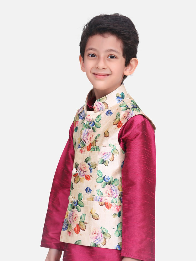 Beautiful Rose Digital Print Nehru Jacket